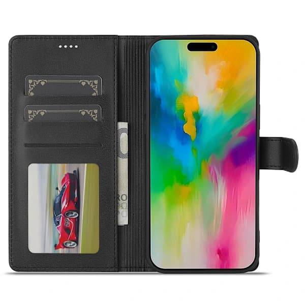 LC.IMEEKE Lompakkokotelo iPhone 16 Musta,su