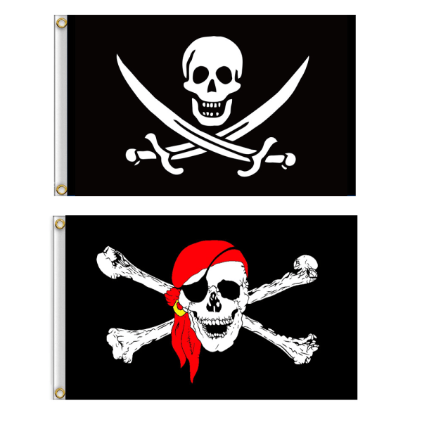 2 stycken 2x3 Ft Jack Rackham Skull Bone Pirate Flag For Deco,ZQKLA