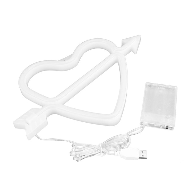 Hjerteformet Neon Skilt USB/Batteridrevet Akryl Veggdekor, ZQKLA