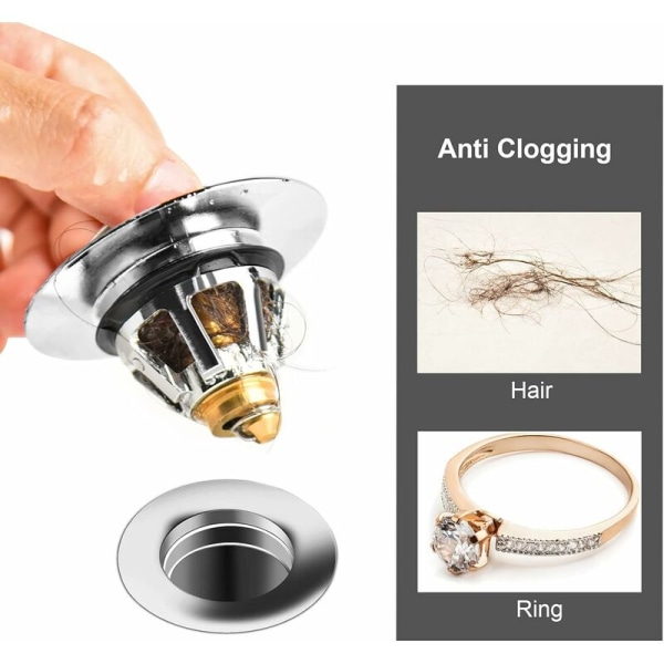Universal Pop-Up Håndvask Aftapning, Anti-Tilstopning Aftapningsfilter, Rustfrit Stål, ZQKLA