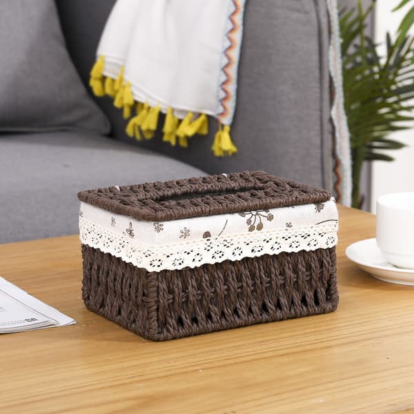 Håndlaget Rattan Tissue Box, Rektangulær Tissue Box Dispenser, ZQKLA