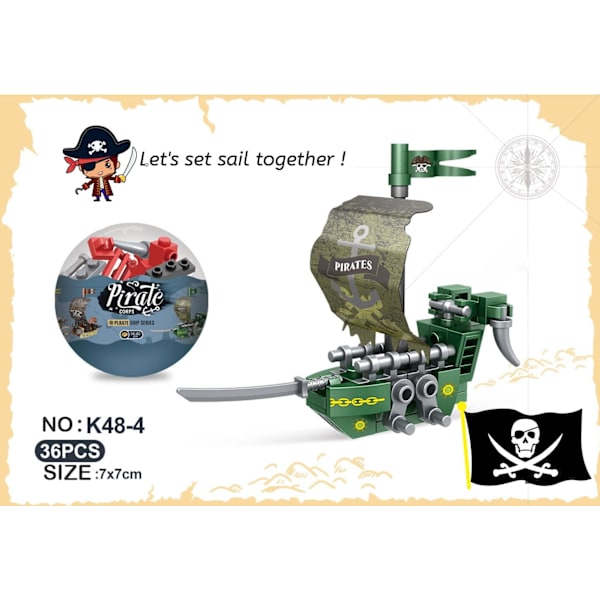 6 st Piratskepps Pusselblock, Påskägg Fyllda Med Leksak, ZQKLA
