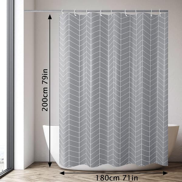 Grå Duschdraperi 180x200CM Vattentät Polyestertyg Maskin