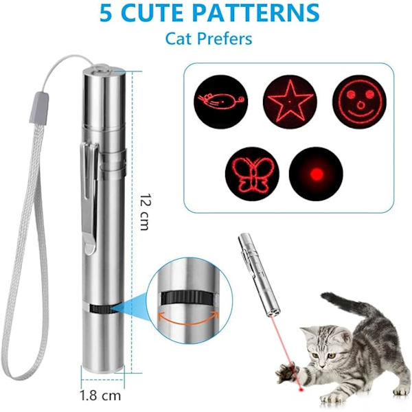 Kattpekare, Interaktiv LED-Katt Leksak, USB Laddningsbar Röd L,ZQKLA