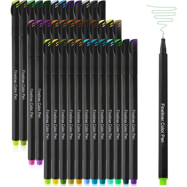 36 farger journalplanleggerpenner, fargede finpunktmarkører D,ZQKLA