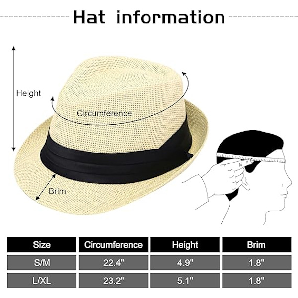 Fedora Hatter Strå Fedora Hatter for Menn Naturlig og Mørkebrun Fedo