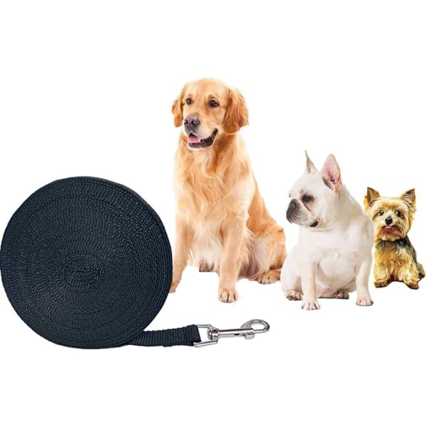 Hundetræningsline, lang line til små og store hunde 10m/ sort