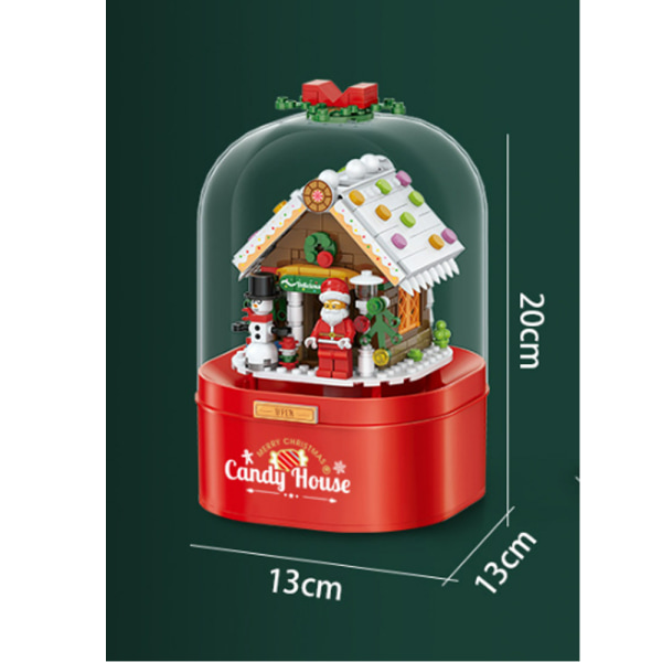 Christmas Music Box Building Block Kit, jossa on automaattisesti pyörivä Sn, ZQKLA