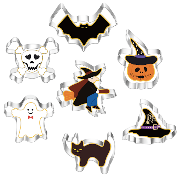 Halloween Cookieform i Rustfrit Stål 7 Sæt DIY Kagebageredskab