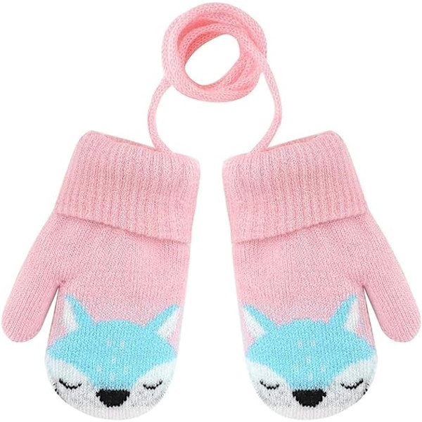 Baby Pojkar Flickor Vinter Stickade Vantar Varma Fleecefodrade Handskar, ZQKLA