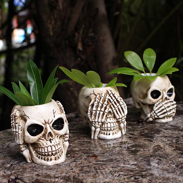 Spökhuvud blomkruka dekoration kreativ harts trädgård garde, ZQKLA