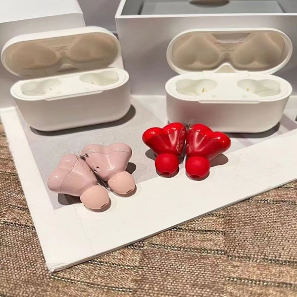 Sydämenmuotoiset Bluetooth-kuulokkeet, melunvaimennus, langattomat urheilu-Bluetooth-nappikuulokkeet pink