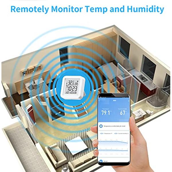 Smart WiFi Temperatur- og Luftfugtighedsmåler: Trådløs Temperatur, ZQKLA