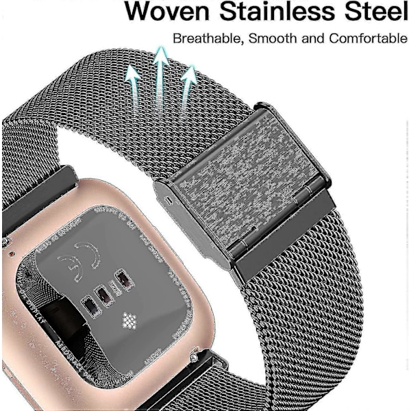 Fitbit Versa/fitbit Versa 2 Armband för Kvinnor Män, Justerbar Rostfri Bästa Shiyi