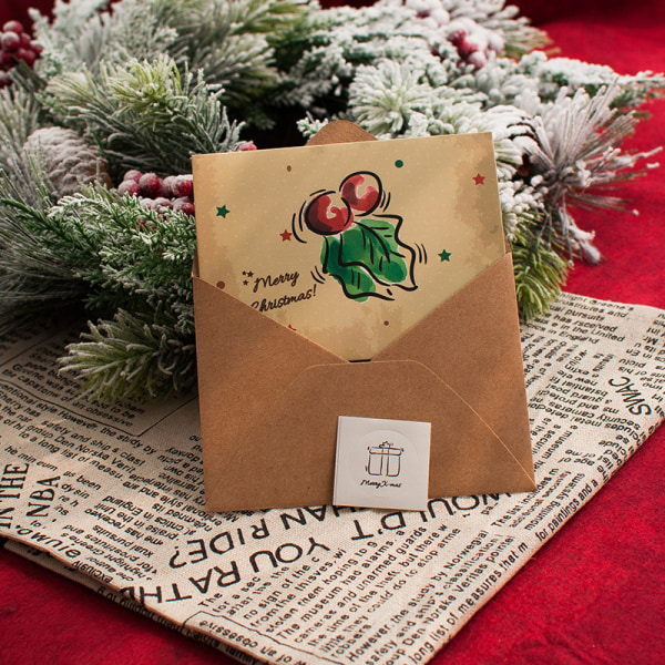 24 stykker, glædelige julekort, julekort med kuvert, ZQKLA