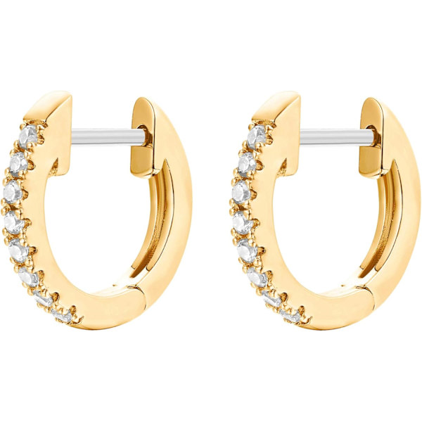 14K Guldbelagte Cubic Zirconia Manchet Øreringe Huggie Stud, ZQKLA