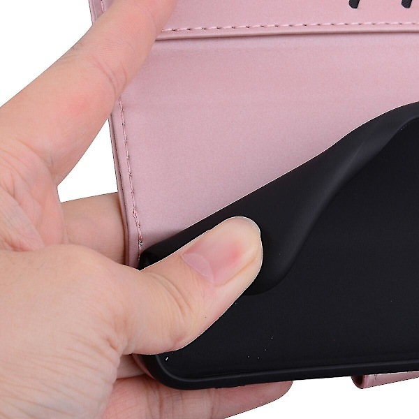 Kompatibel med Xiaomi Mi 11 Lite 5g Sød Tegneserie Dyr Læderpung Flip Kreativ Magnetisk Beskyttende Cover - Rosegold Kanin