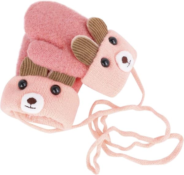 Babyvantar 0-3 år En Storlek Rosa Termiska Stickade Vantar Virkade