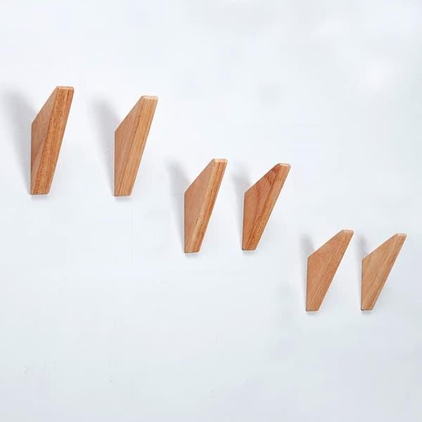 Träkrokar Väggkrokar, Klädkrokar, Gummikrokar i Trä (6-pack) W