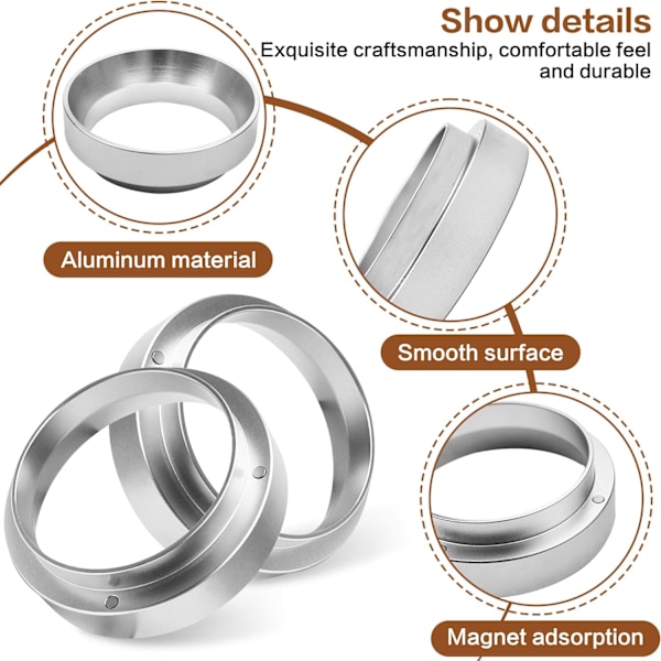 Universal Doseringring i Aluminium 51mm Magnetisk Kaffe Dosering Ring E