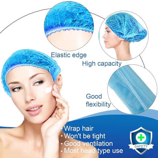 Engångs Bouffant-Hattar 100 st, 21 tum Hårnät, Elastisk, ZQKLA