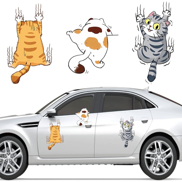 Cat Car Sticker, 3 delar 3D Cat Stickers for Car, Cat Patte, ZQKLA
