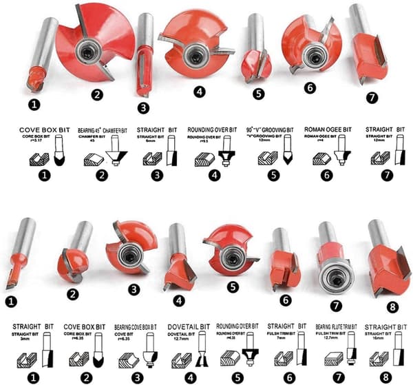 15 stk. 8 mm skaft Træsporfræsere Router Bits Sæt Tungsten Ca