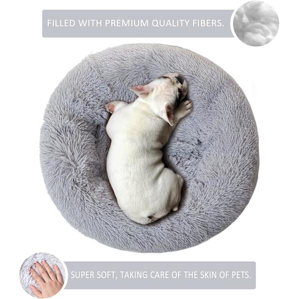 Kattsäng Donut Cuddler, 70 cm Grå Flurry Uppvärmning Rund Plysch C, ZQKLA