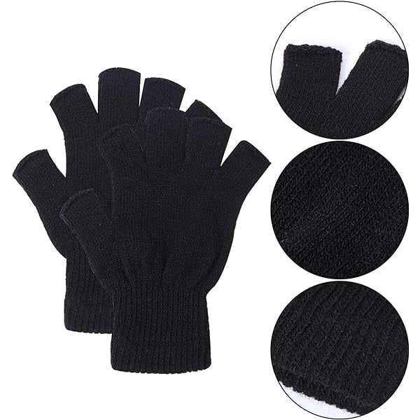 2 paria Unisex lämpimät puolisormikäsineet Winter Fingerless Glo,ZQKLA