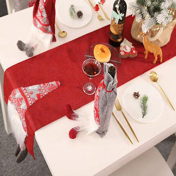 Juledug, 180 cm linned bordskåner klud Santa C, ZQKLA