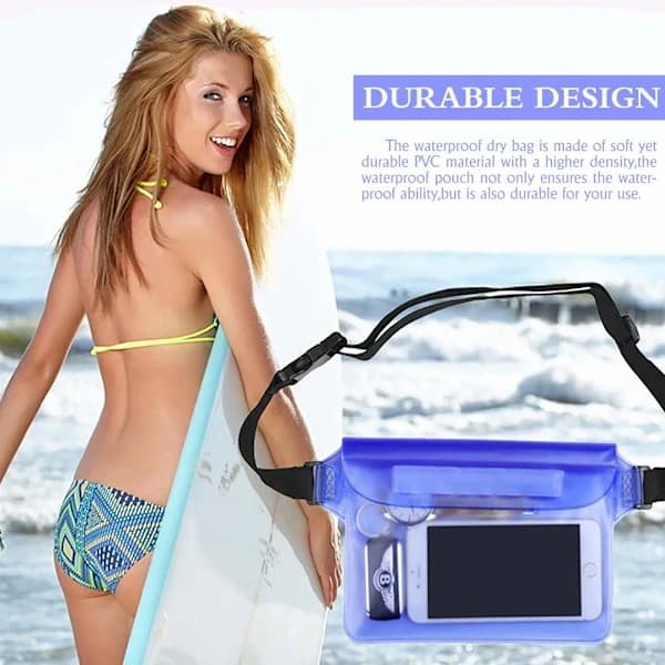 Adjustable Waterproof Waist Bag / Mobile Phone Bag Blue