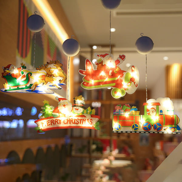 Julelys med 10 LED-silhuetter for vindu, hjem, fest, hengende, ZQKLA