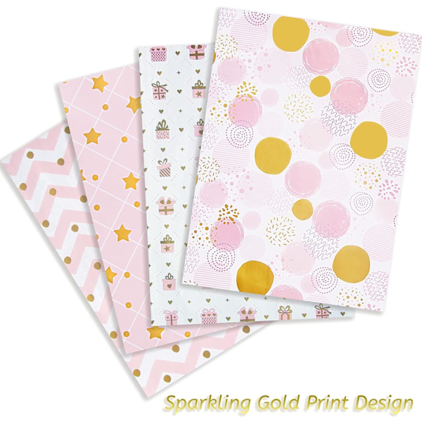 Rosa Presentpapper, (4 Ark, 70x50cm) Presentpapper