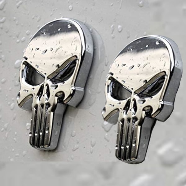 2 kpl Punisher 3D Metal Tarra, Punisher Kallo Moottoripyörä, ZQKLA