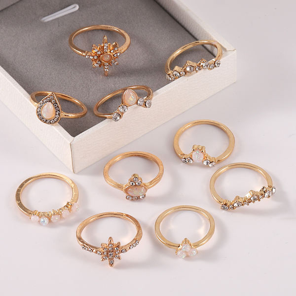 10 STK Knuckle Stacking Ringe til Kvinder Teenagere, Boho Vint, ZQKLA