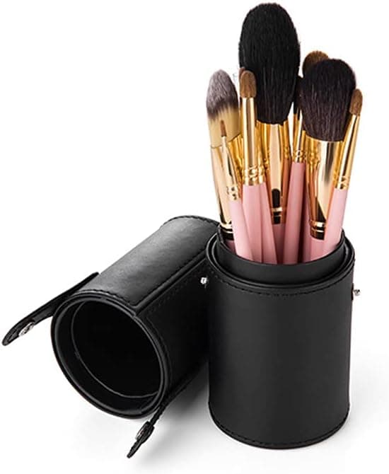 Makeup børsteholder rejse børster etui taske opbevaring støvtæt til kvinder (sort)