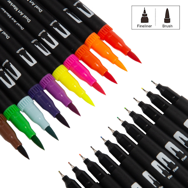 1 Pakke 36 Farver Sort Dobbelt Endet Markers Soft Tip Farve Marker