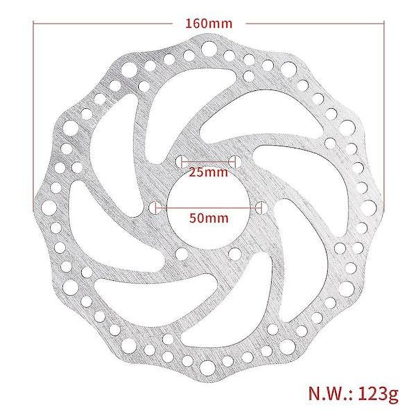 160mm Bremseskive For Dualtron Thunder Ultra Elektrisk Sparkesykkel 6 Hull Hydraulisk Skivebrems S