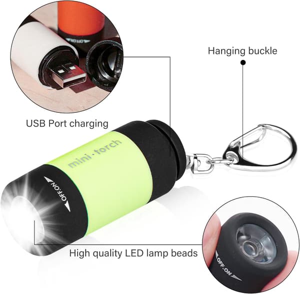 6 kpl mini taskulamppua lapsille, mini led-taskulamppu, USB-lataus, ZQKLA