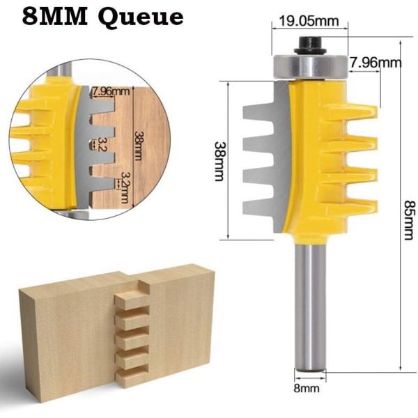 8 mm skaft med tunga och spårfräsar Borrskena Vändbar, ZQKLA