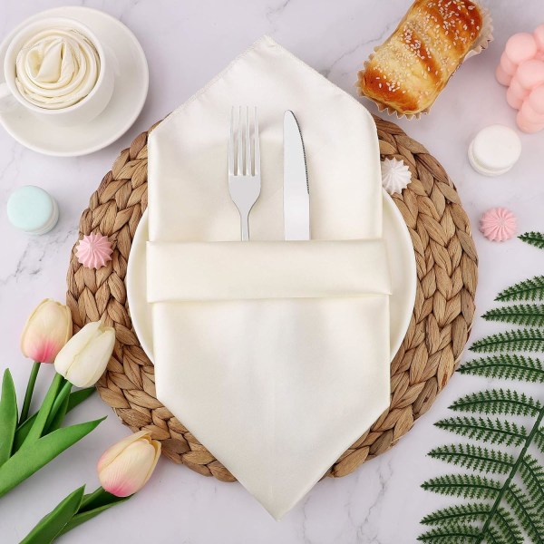 12 Stycken Satin Servett Fyrkantig 40*40 cm Middagsservett, ZQKLA
