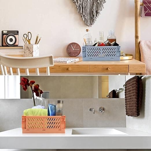 4-pak Mini Sammenklappelig Opbevaringskurv (4 Mini) Pastel Crate Desk