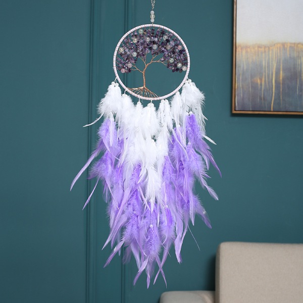 Tree of Life Dream Catcher, Handmade Dream Catcher with Feat,ZQKLA