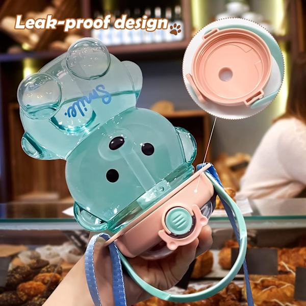 Kawaii Karhu Vesipullo Pillillä ja Hihnalla, Söpö Vesipullo, ZQKLA