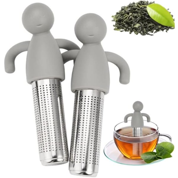 2 Stk. Te-infuser i rustfrit stål og silikone, Sød silikone, ZQKLA