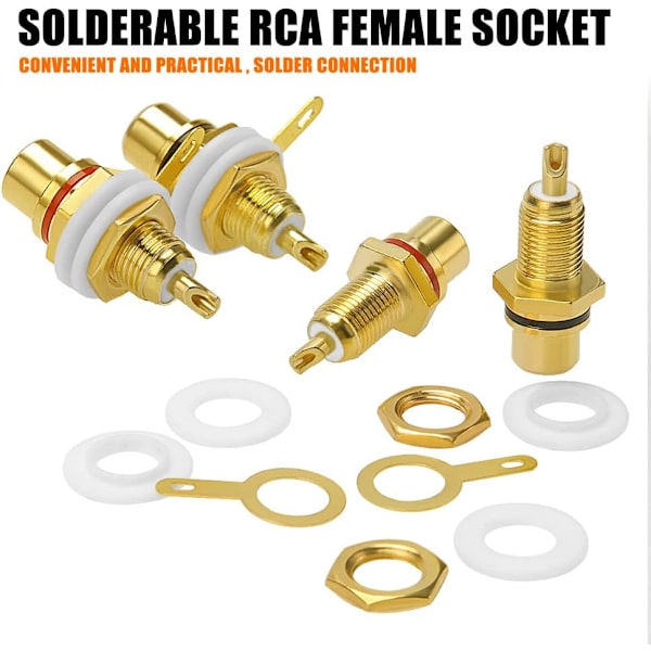 10 stycken RCA-terminaler, guldpläterade koppar RCA-terminaler, RCA-panel
