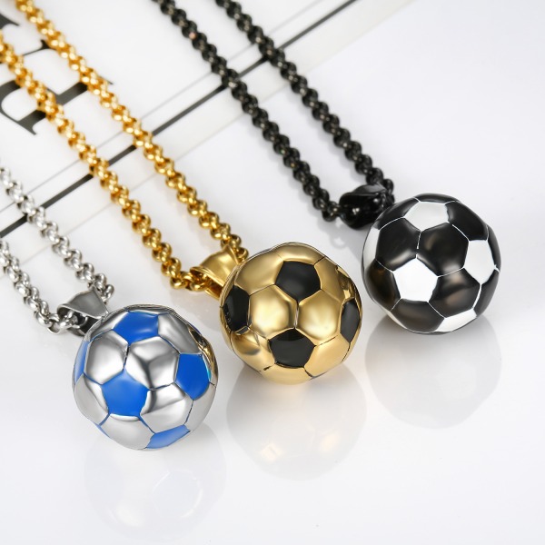 Rustfrit stål 3D Fodbold/Basketball Charm Halskæde, ZQKLA