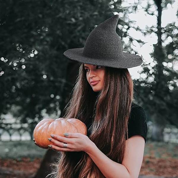 Häxhatt för kvinnor Modern stickad ullhatt för Halloween, ZQKLA