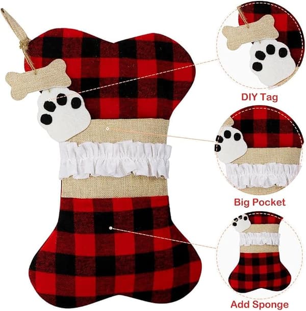 Jule-Strømper til Hunde, Sæt med 2, Buffalo Plaid Jule, ZQKLA