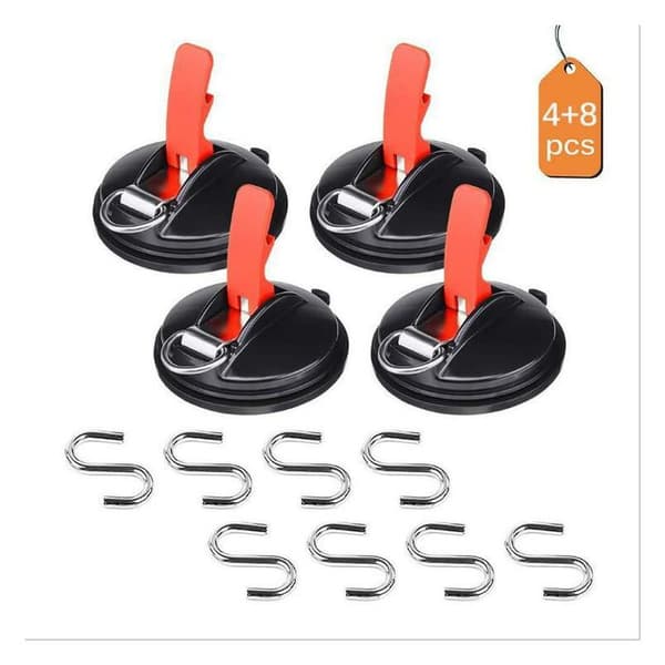 4-pack bilsuga med 8 S-krokar, multifunktionell sugs, ZQKLA